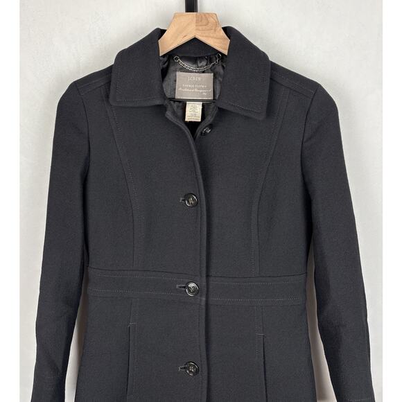 J Crew Classic Lady Day Coat Italian Double Cloth Wool Thinsulate Womens 0 Black - Picture 2 of 12